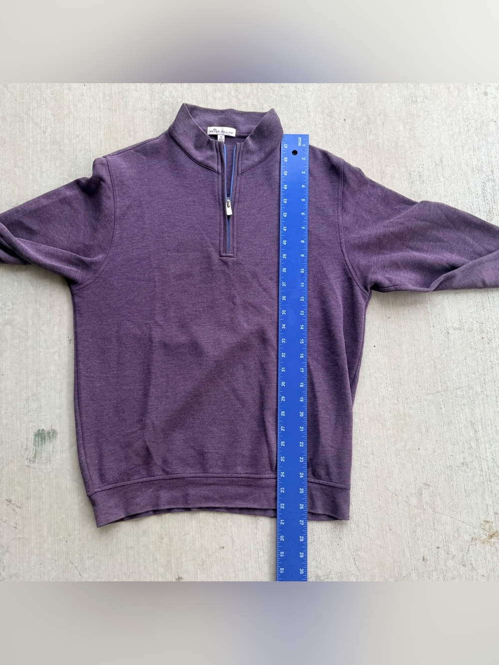 Peter Millar 1/4 Zip Performance Sweatshirt Small Heather Purple Stretch Golf - Picture 7 of 7